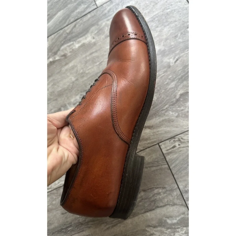 Allen Edmonds Clifton Leather 9.5 D Brown Cap Toe Oxford Dress Shoes
